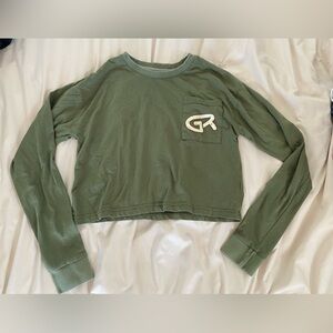 Green Long Sleeve Top Crop Top
